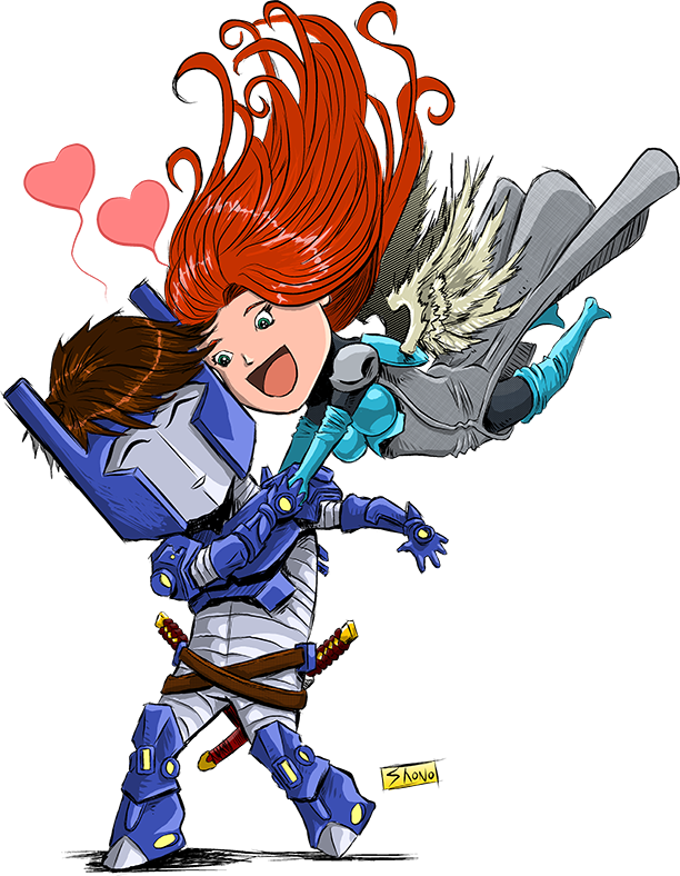 WarAngel hugging Cerberus.