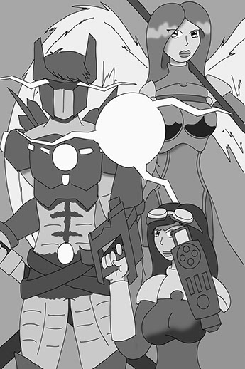 Fan art of Cerberus, WarAngel, and Gear.